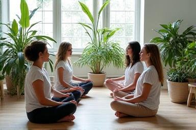 Team of professionals in a mindfulness workshop